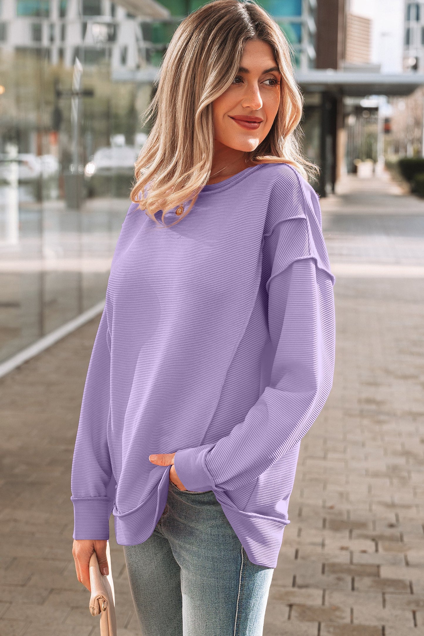 Threaded Pear Eva Drop Shoulder Baggy Pullover