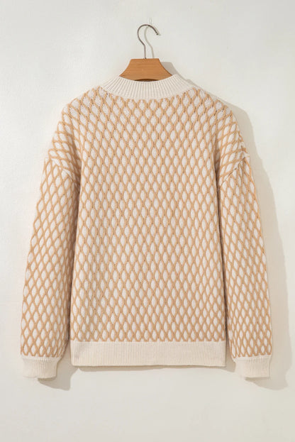 Threaded Pear Ximena Rhombus Textured Knit Sweater