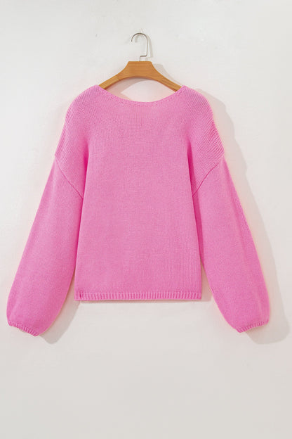 Threaded Pear Olivia Backless Bubble Sleeve Sweater