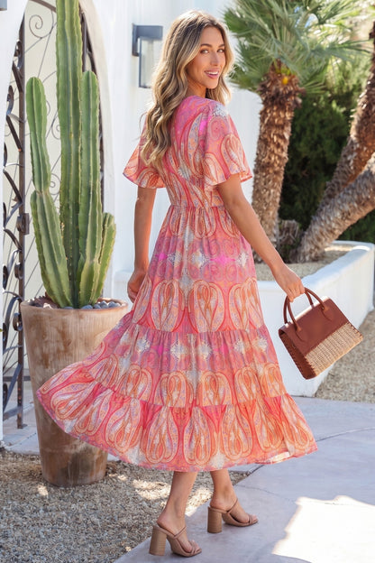 Threaded Pear Luz Sleeve Boho Maxi Dress