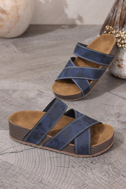 Threaded Pear Kayla Band Retro Platform Slippers