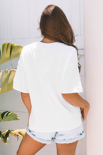 Threaded Pear Lisa Layered Star Patched Half Sleeve Loose Top