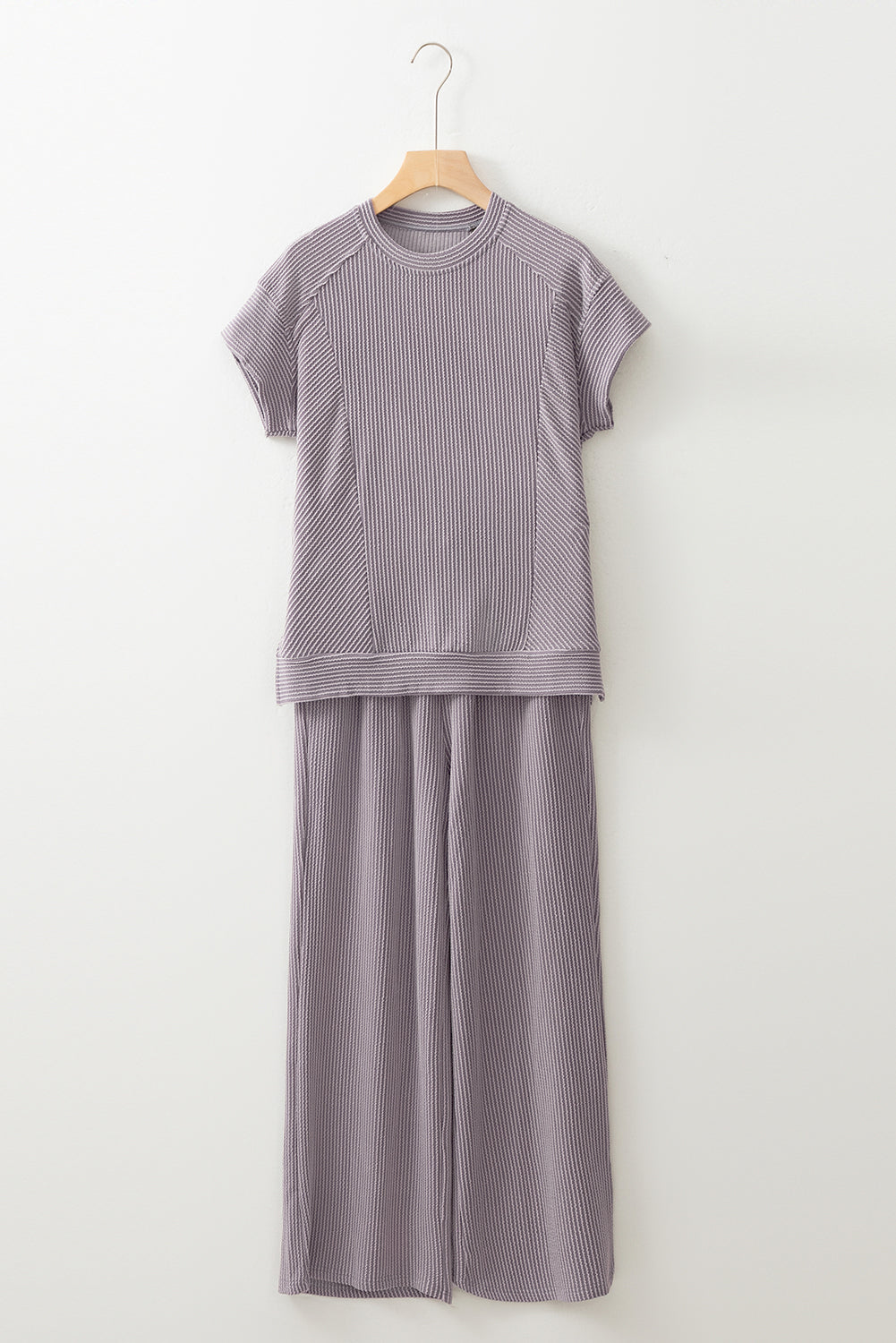 Threaded Pear Leilany Corded Knit Short Sleeve Set
