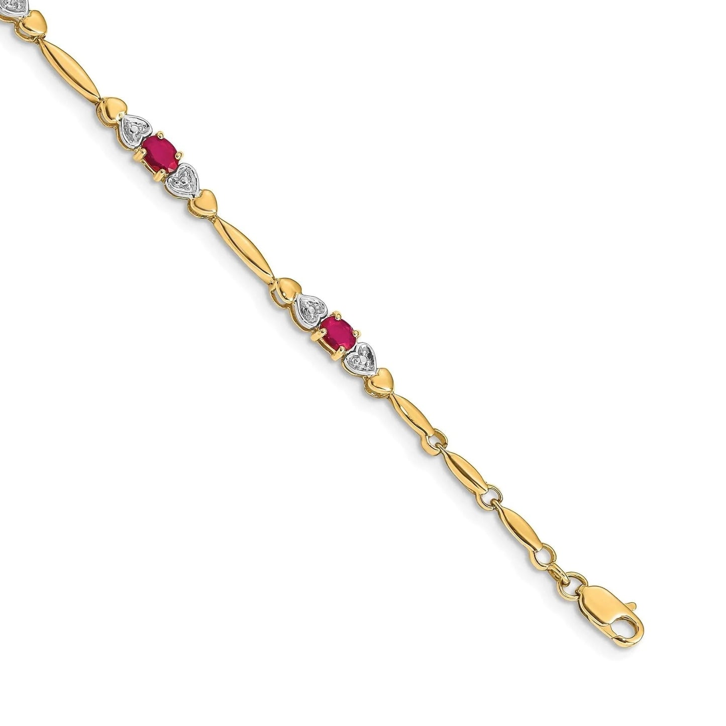 Genuine Ruby 14K Gold Bracelet Heart