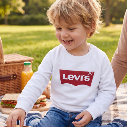 Levi's Toddler Boys' Key Item Logo Crew Sweatshirt, White, Size 3T