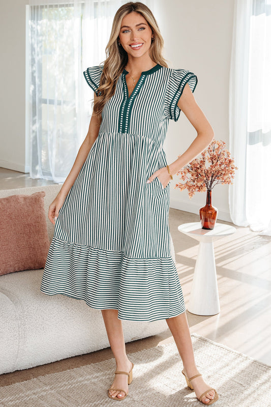 Threaded Pear Ophelia Contrast Trim Midi Dress