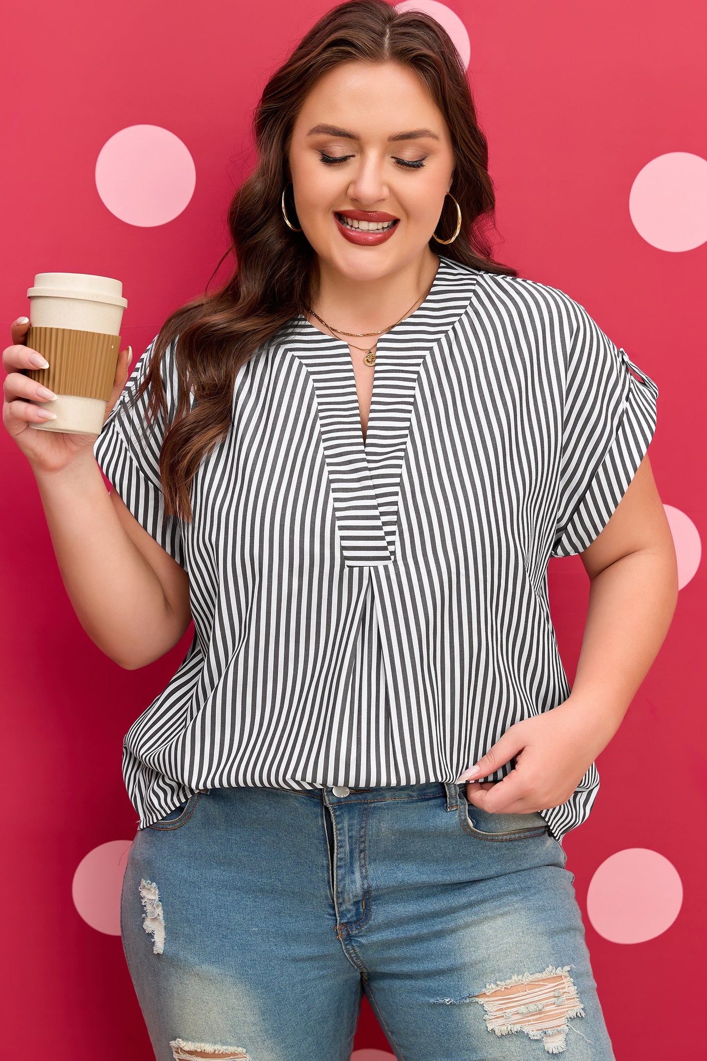 Threaded Pear Hope Short Dolman Sleeve PLUS Blouse