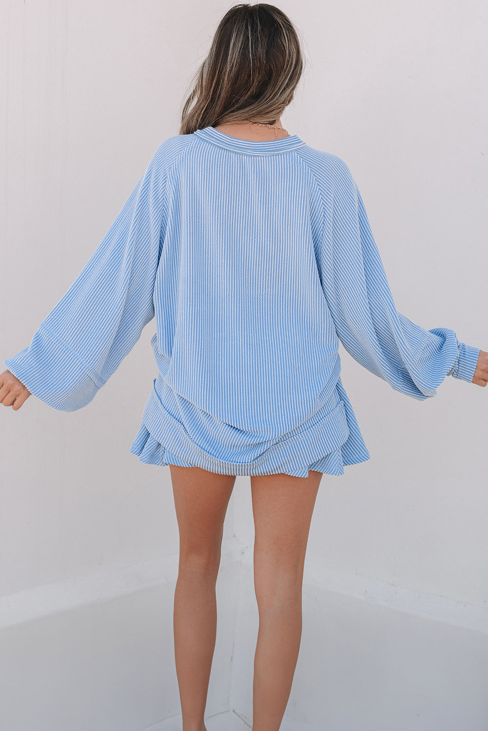 Threaded Pear Scarlett Corded Lantern Sleeve Top