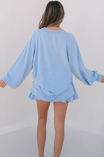 Threaded Pear Scarlett Corded Lantern Sleeve Top