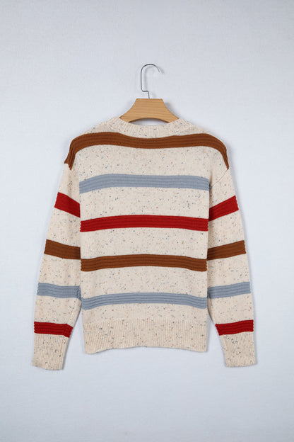 Threaded Pear Vivienne Shoulder Heathered Knit Sweater