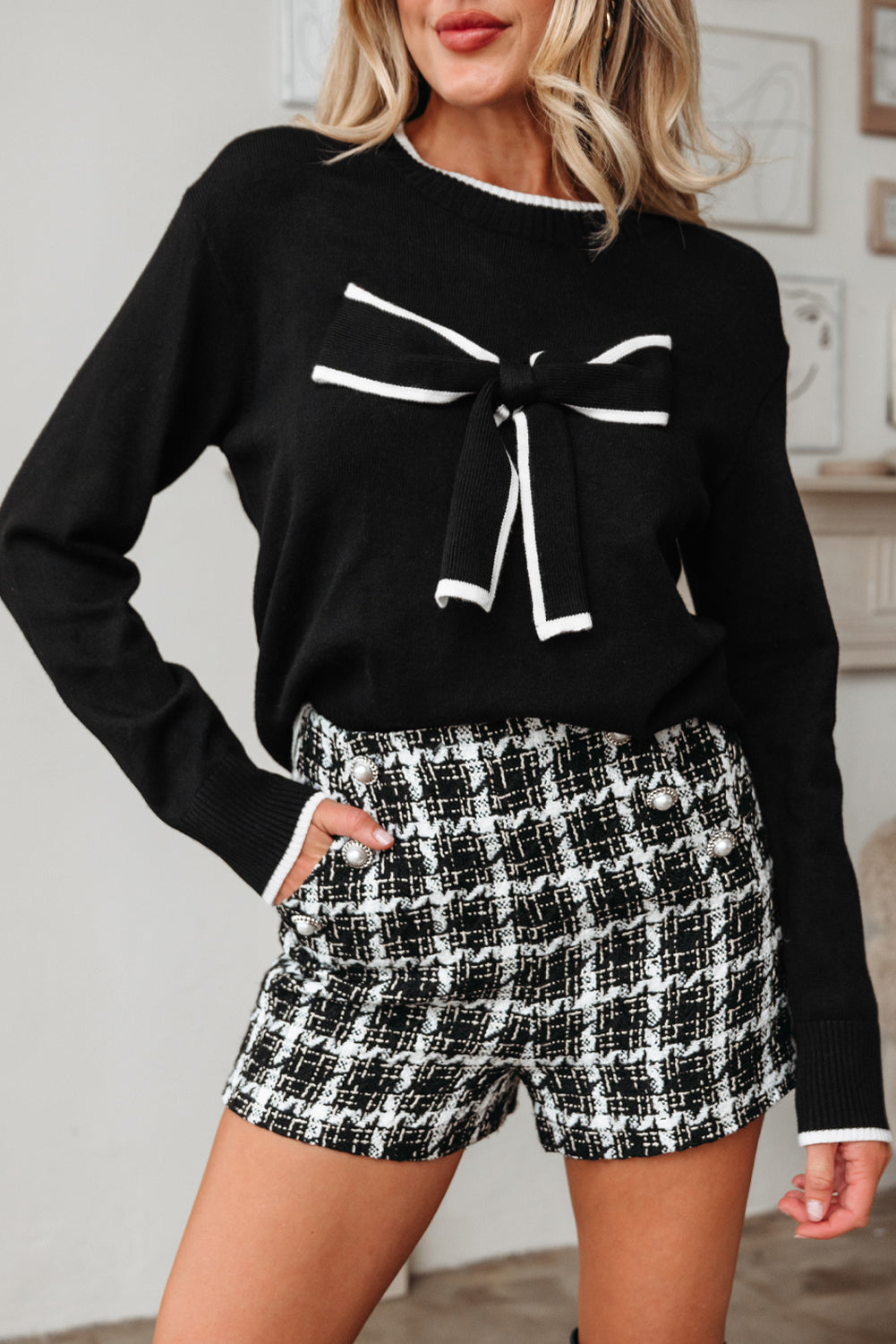 Threaded Pear Malaysia accent Holiday Cropped Sweater