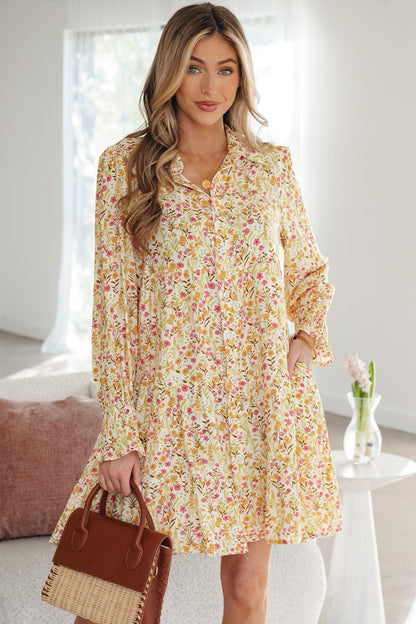 Threaded Pear Kaiya Loose Shirt Dress Long Sleeve
