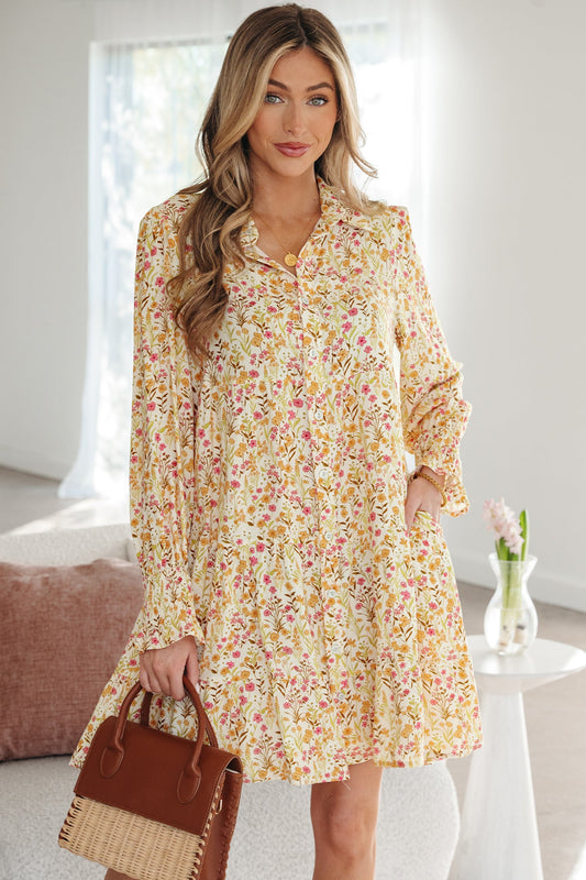 Threaded Pear Kaiya Loose Shirt Dress Long Sleeve