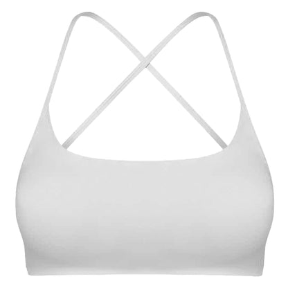 Women Cross Back Sport Bras Padded Strappy Crop Open Back Low Impact Bras Sexy Fitness Tank Tops with Removable Pads Thin Straps for Gym Yoga Workout