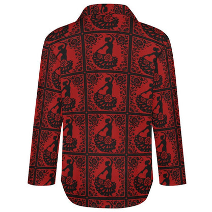 Baha Ranch Colores de Mexico Flamenco Dancer Button Up Shirt