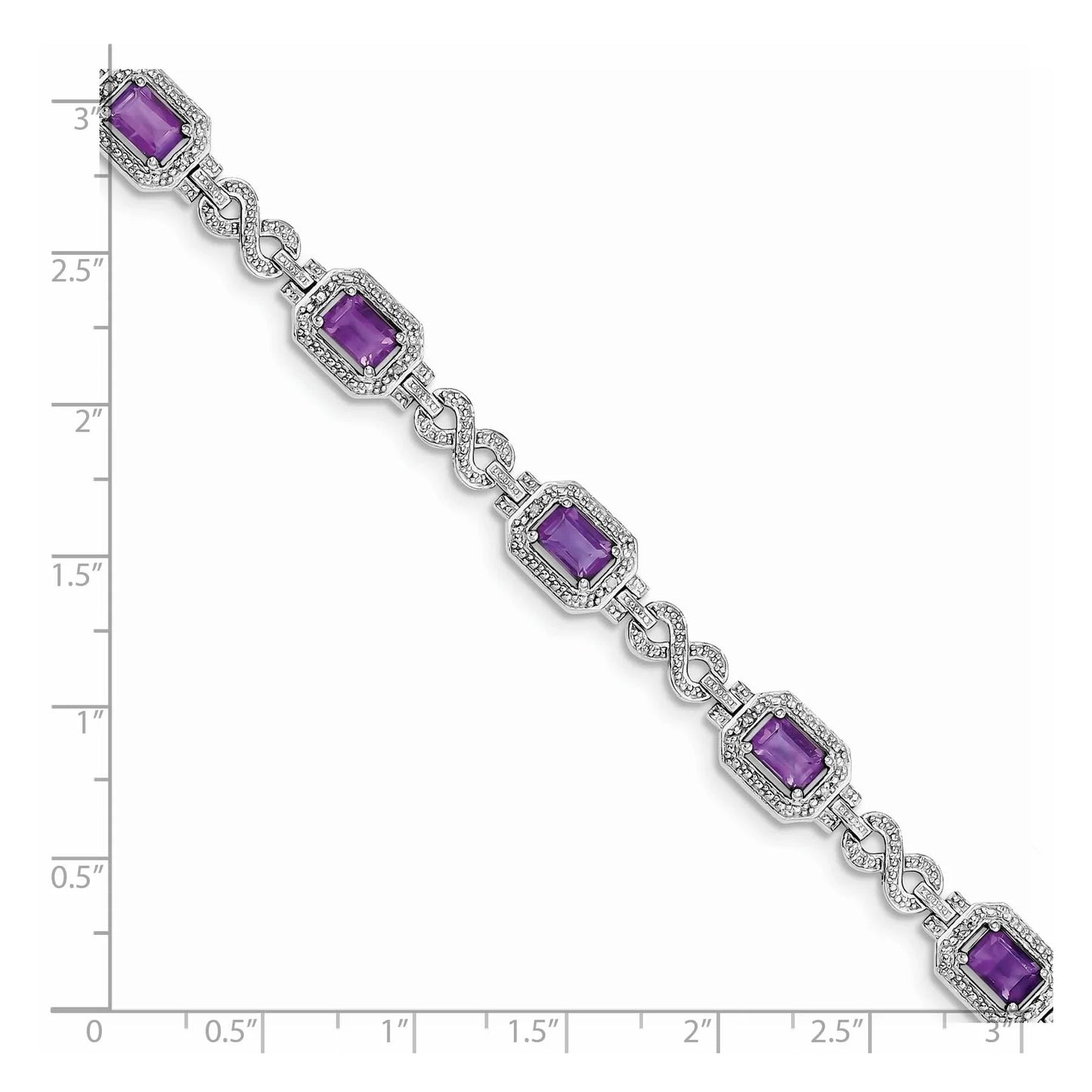Genuine Amethyst Diamond Infinity Link Bracelet