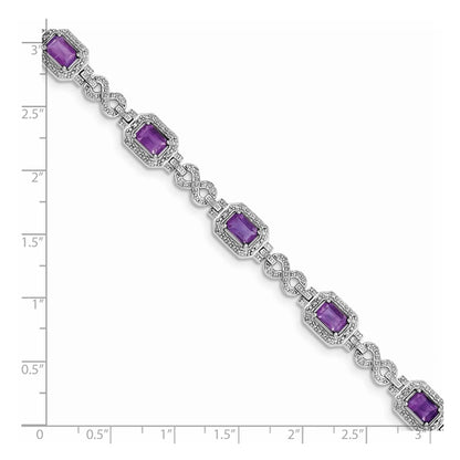 Genuine Amethyst Diamond Infinity Link Bracelet