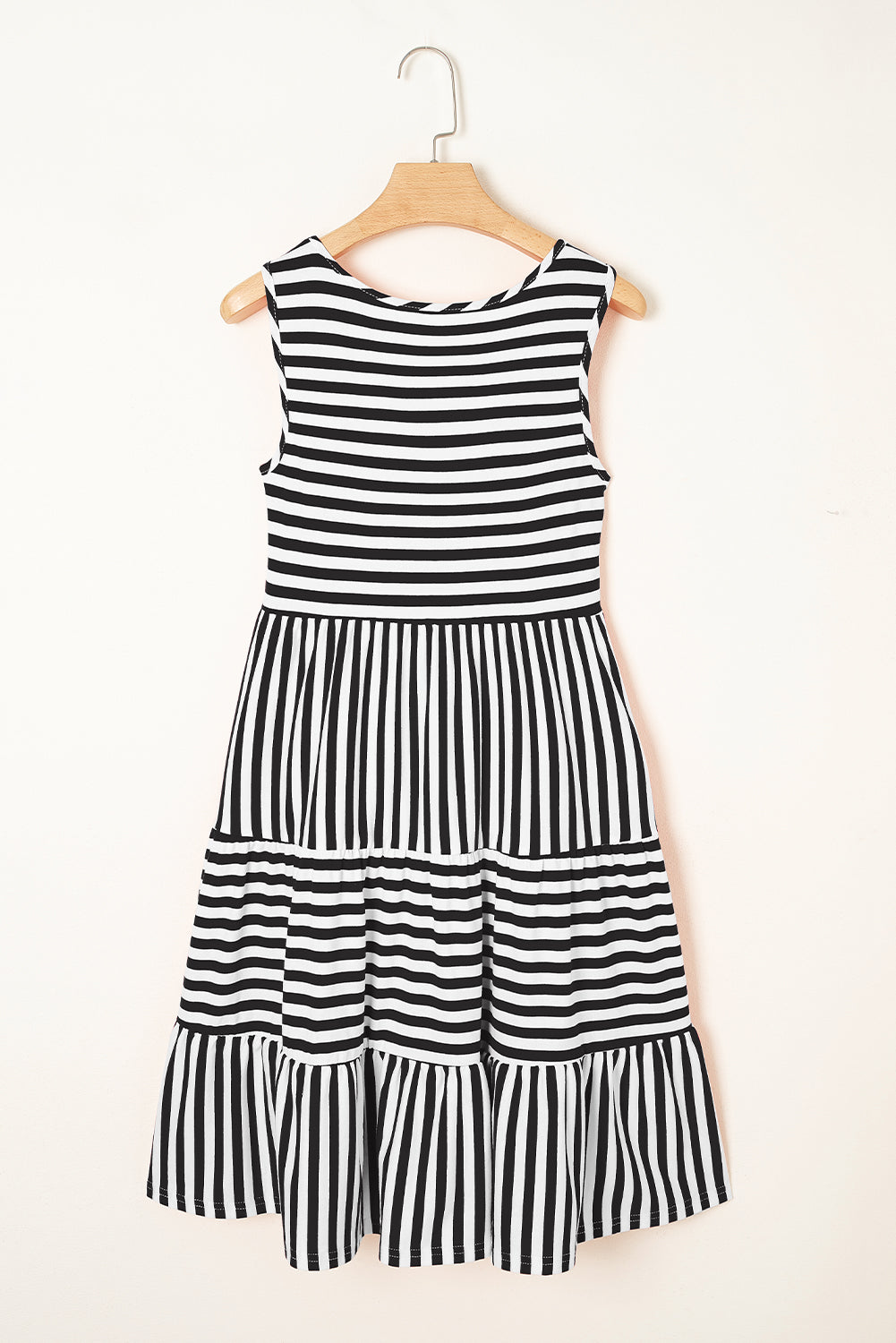 Threaded Pear Ellie Stripe U Neck Sleeveless Loose Fit Mini Dress