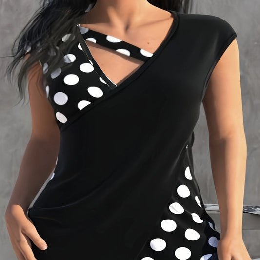 Women's Sleeveless Collar With Unique Design T-shirt Top