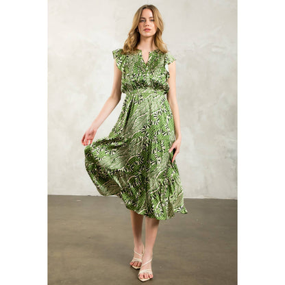 Gwen - Flutter Sleeve Print Tiered Dress