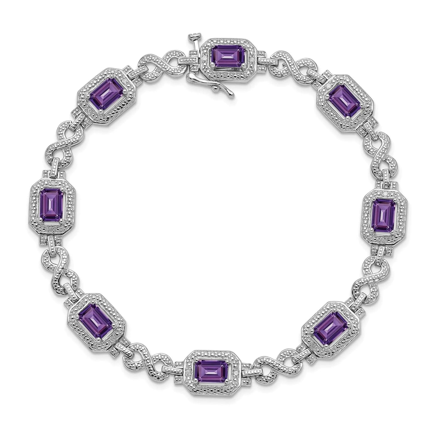 Genuine Amethyst Diamond Infinity Link Bracelet