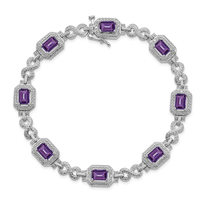Genuine Amethyst Diamond Infinity Link Bracelet