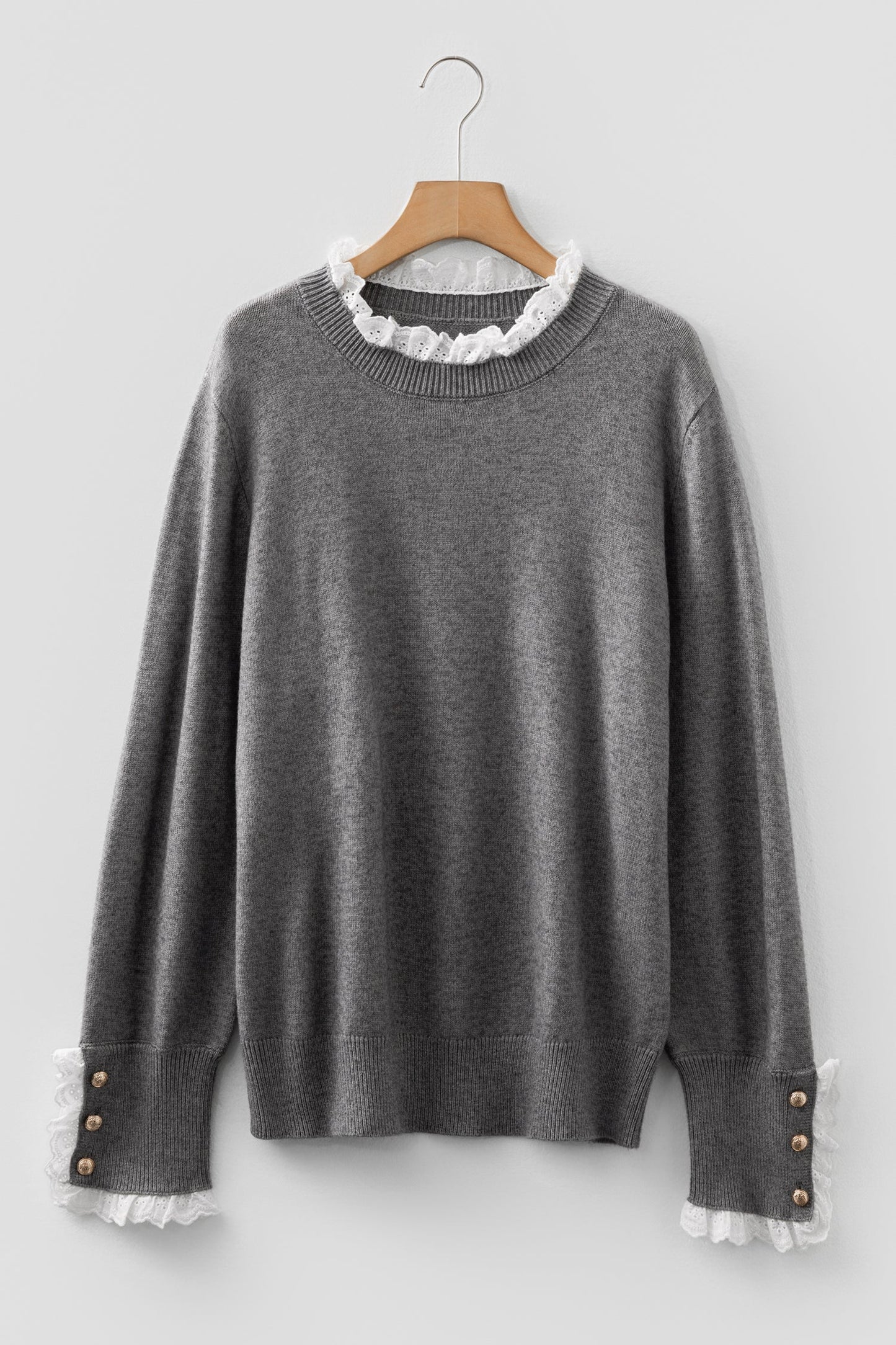 Threaded Pear Katelyn Patchwork Cuffs Loose Sweater
