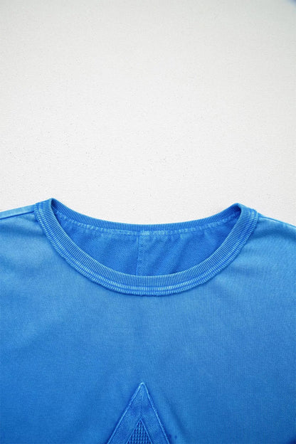 Mineral Wash Star Mesh Patchwork Oversize Tee