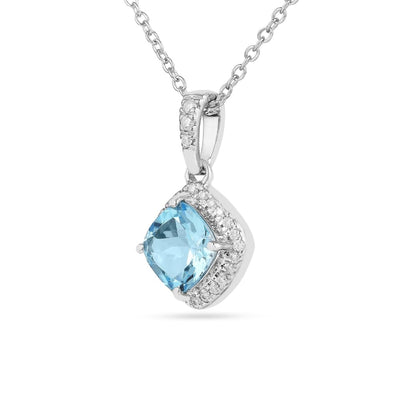 Earrings and Necklace Natural Cushion Blue Topaz Jewelry Sets