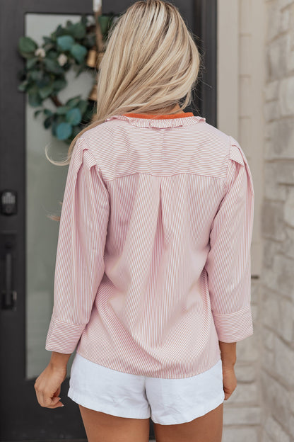 Threaded Pear Maren Frilled Collar Down Shirt