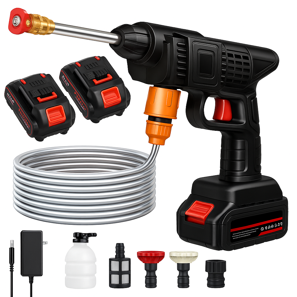Prime Goods Portable Cordless Electric High Pressure Water Spray Gun Car Washer Cleaner Tool - Black