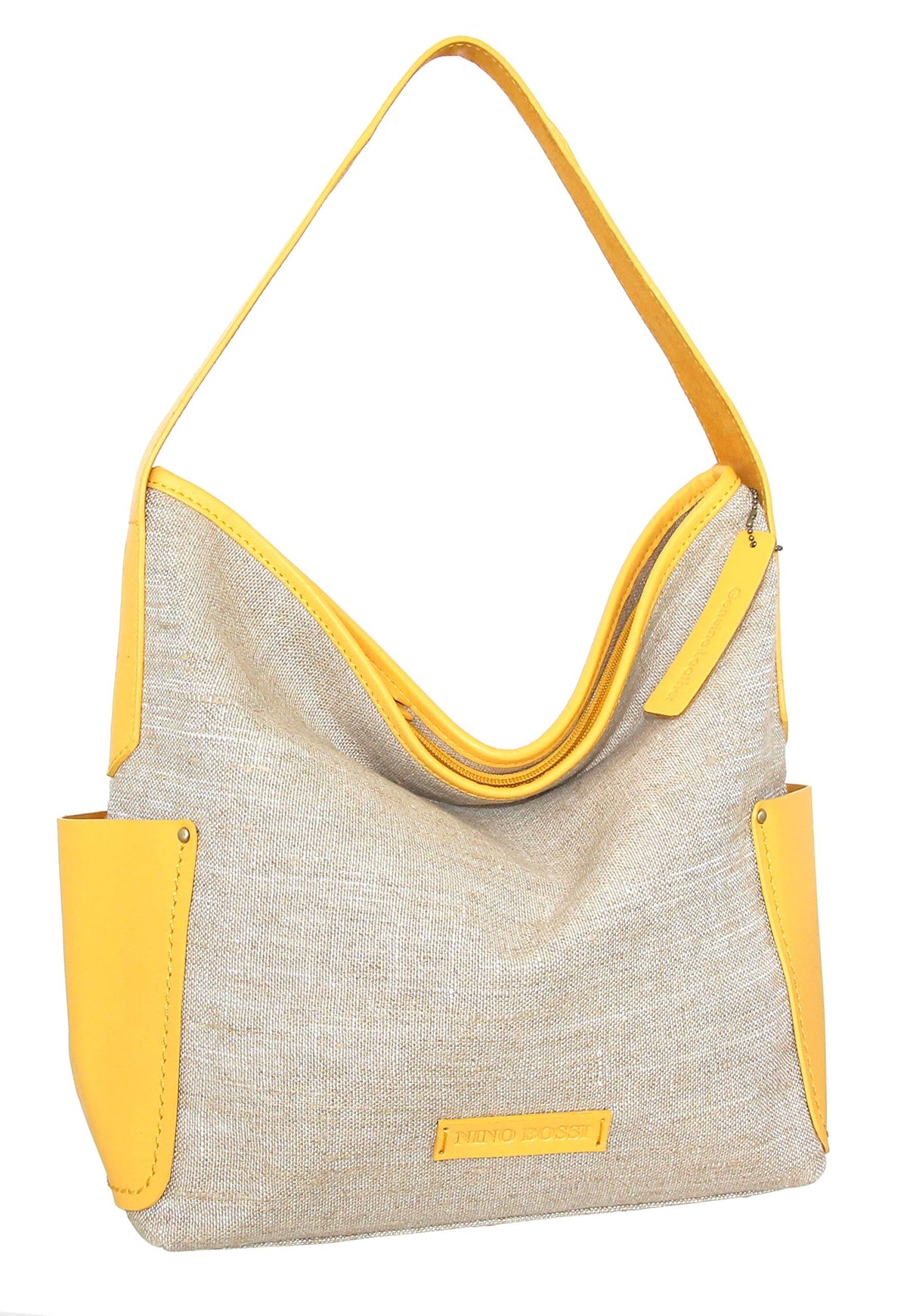 Nino Bossi Caprice Linen/Leather Hobo - Lemon