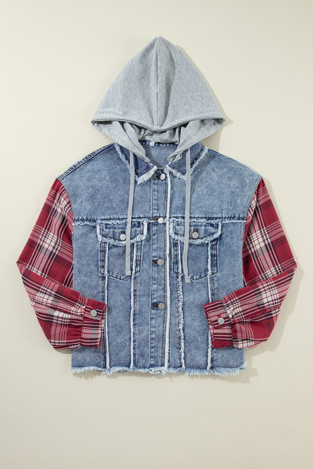 Threaded Pear Olivia Hooded Raw Hem Jacket