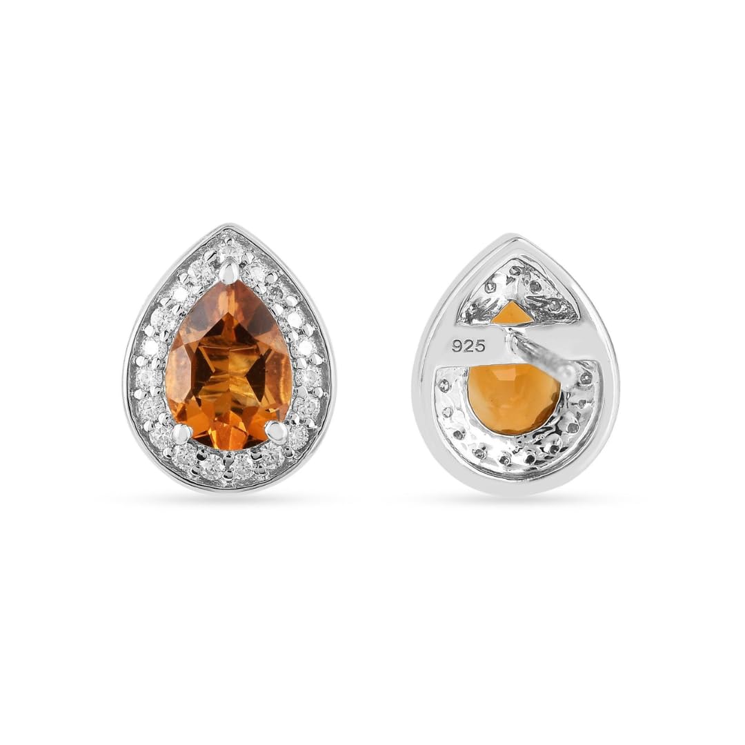 Natural Pear Shaped Citrine Necklace and Earrings Jewelry Sets