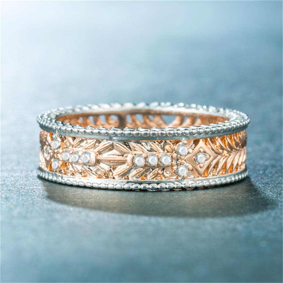 Cubic Zirconia & Two-Tone Filigree Band-7