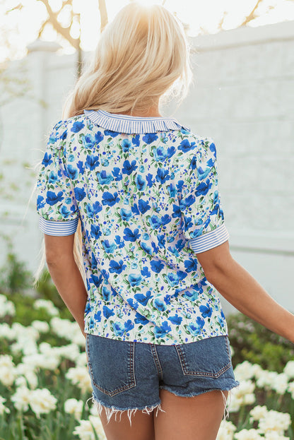 Threaded Pear Blair Collared Short Sleeve Blouse