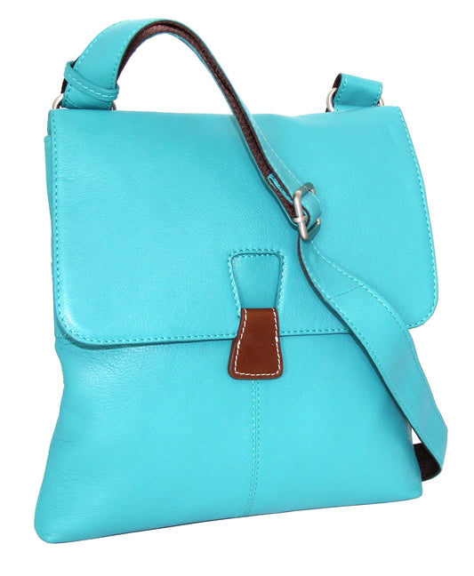Nino Bossi California Leather Crossbody Bag - Turquoise