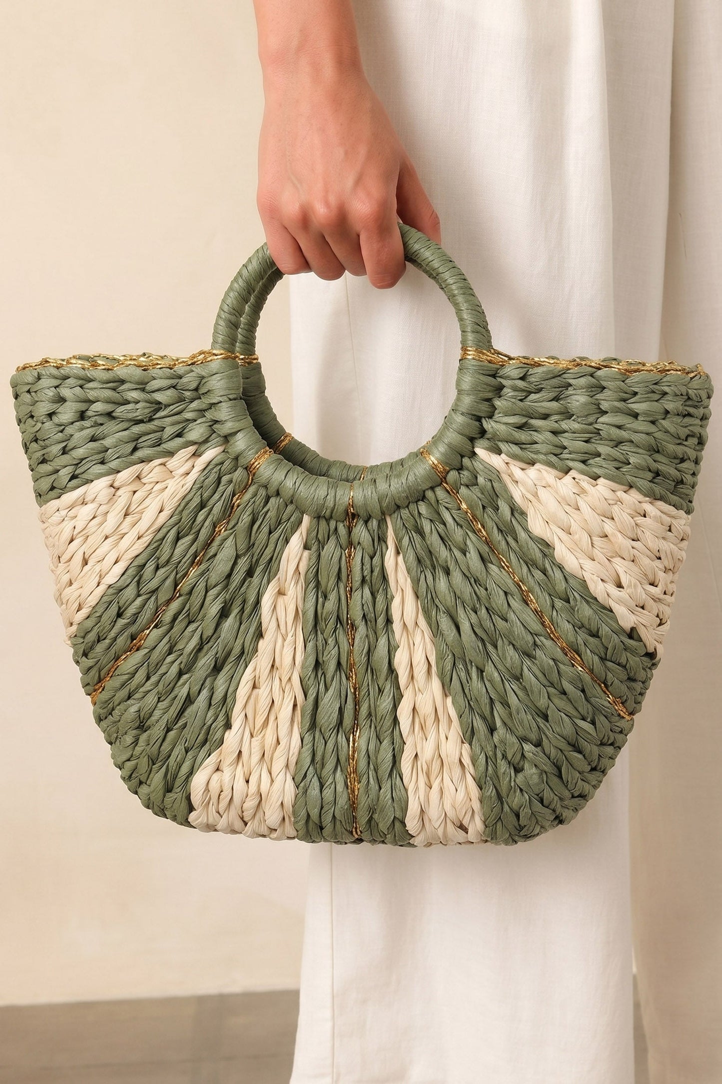 Threaded Pear Rachel Handwoven Straw Tote Bag