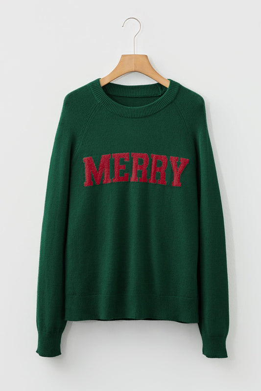 Threaded Pear Merry Christmas Raglan Sleeve Sweater