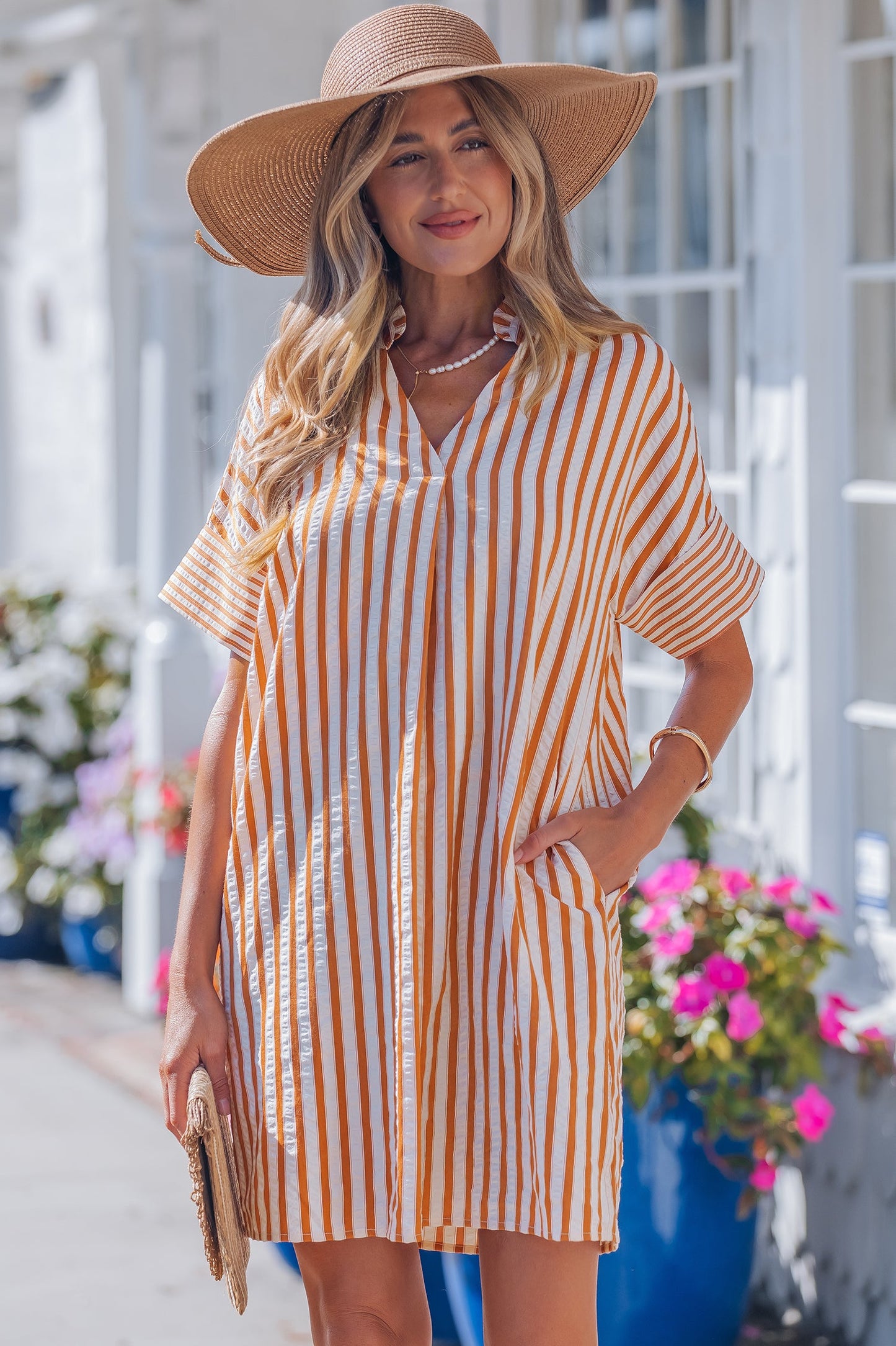 Threaded Pear Darcy Cuffs Shift Mini Dress