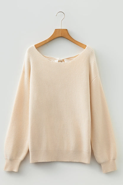 Threaded Pear Rosalina Backless Drop Shoulder Sweater