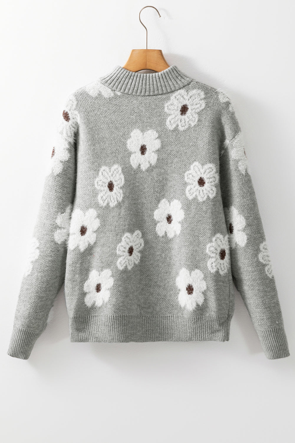 Threaded Pear Maria Floral Half Zip Drop Shoulder Sweater