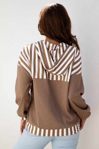 Threaded Pear Tilly Striped Patchwork Drawstring Hoodie
