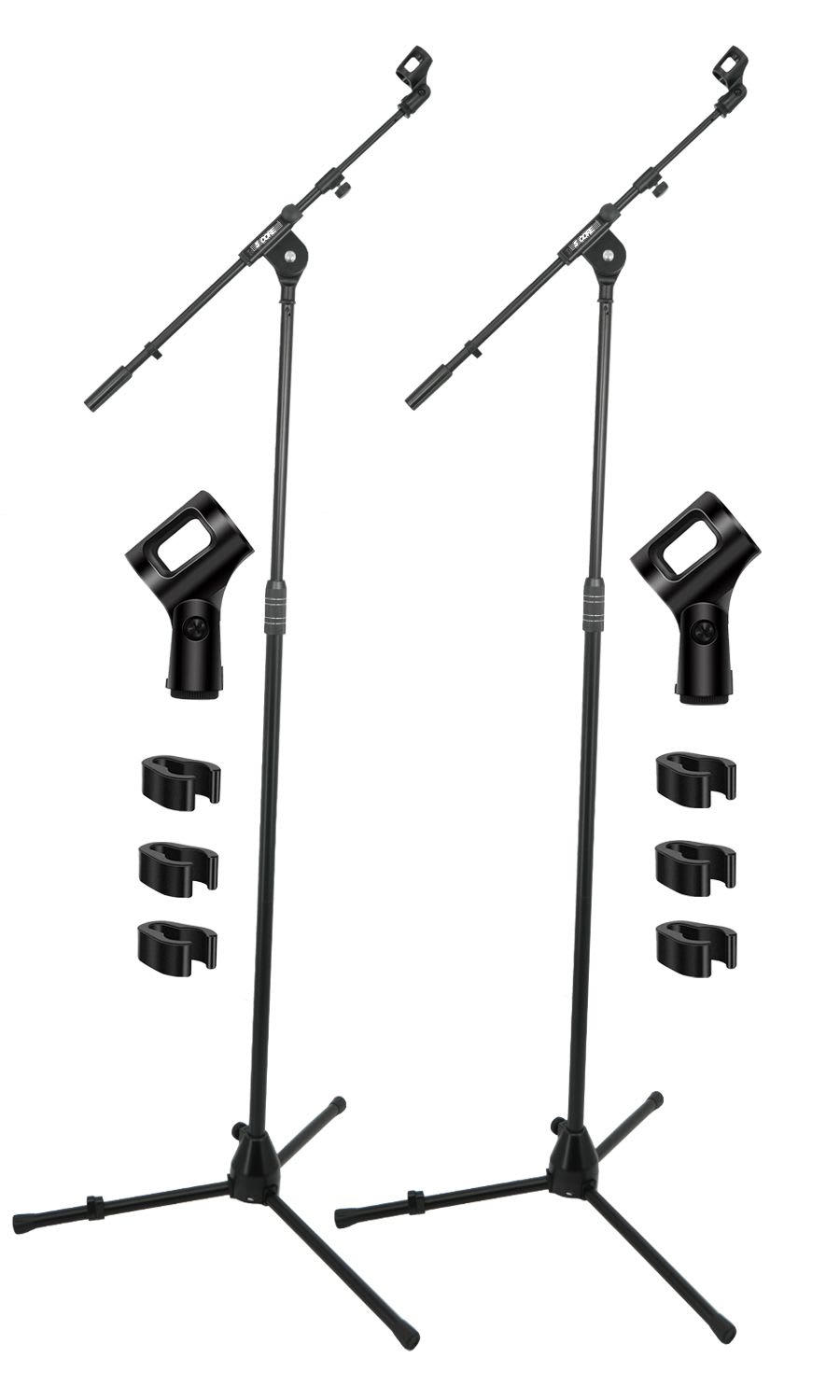5 Core Mic Stand 2Pcs Adjustable Microphone Stands Floor W 180&Acirc;&deg; Rotating Telescoping Metal Boom Arm - Black