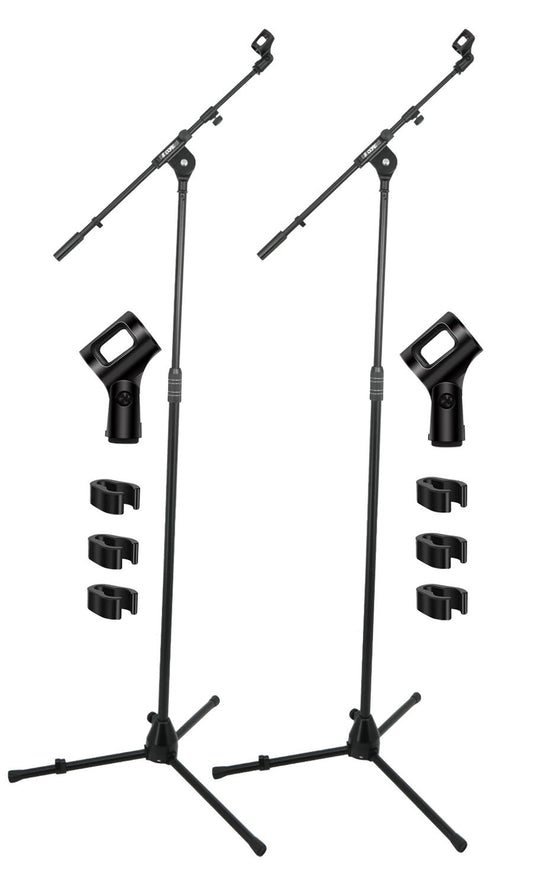 5 Core Mic Stand 2Pcs Adjustable Microphone Stands Floor W 180&Acirc;&deg; Rotating Telescoping Metal Boom Arm - Black
