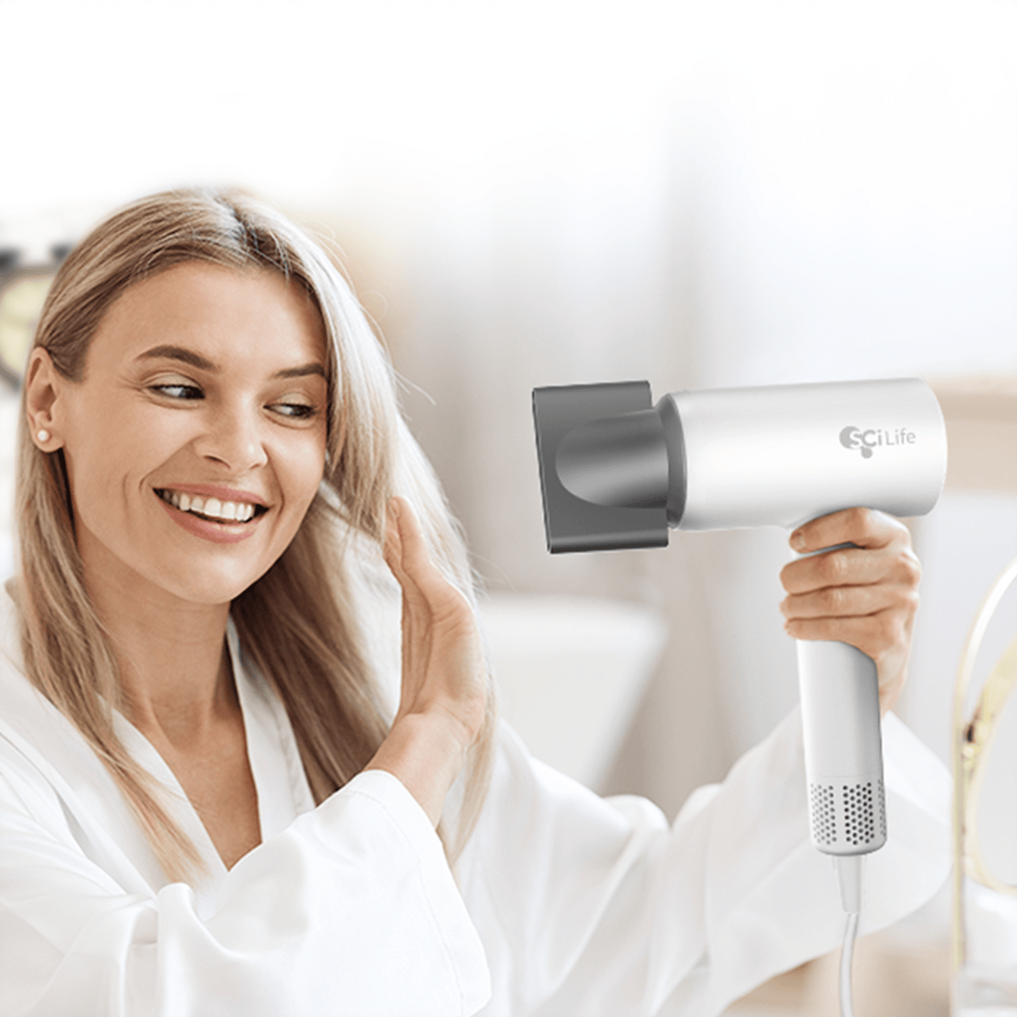 SciLife 1400W High Speed Ionic Hair Dryer with Magnetic Wall Mount (White)