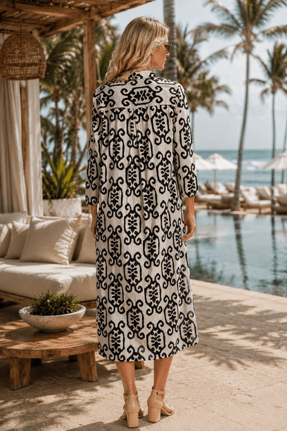 White / Black Ikat Print-