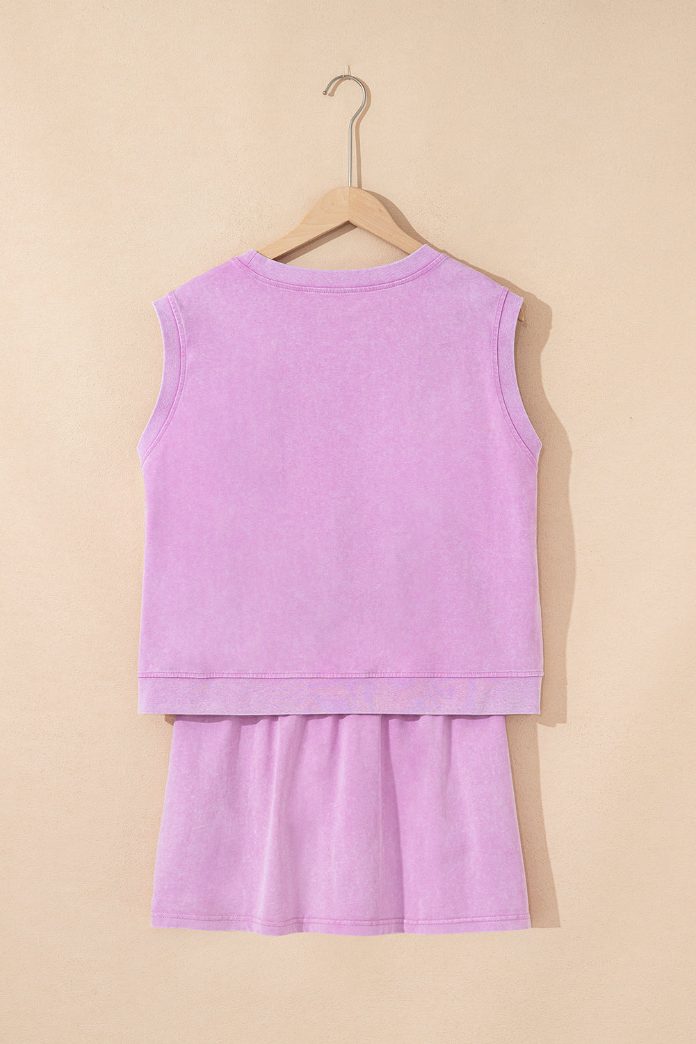 Threaded Pear Aria 2 Pieces Mineral Wash Cotton Tank Top Lined Split Skirt Set