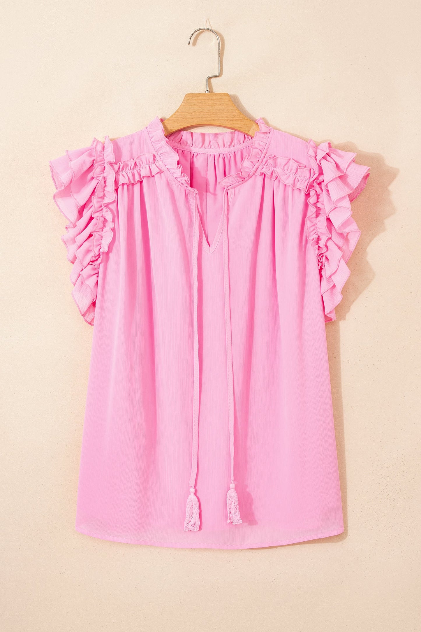 Threaded Pear Milena Ruffle Short Sleeve Plus Blouse