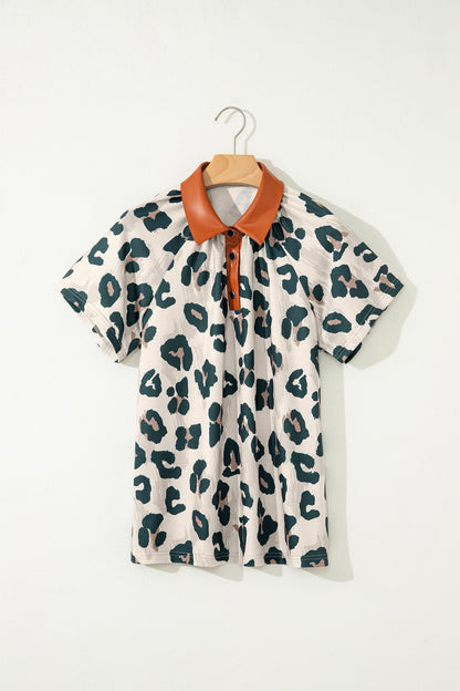 Threaded Pear Madelynn Collared Short Sleeve Blouse